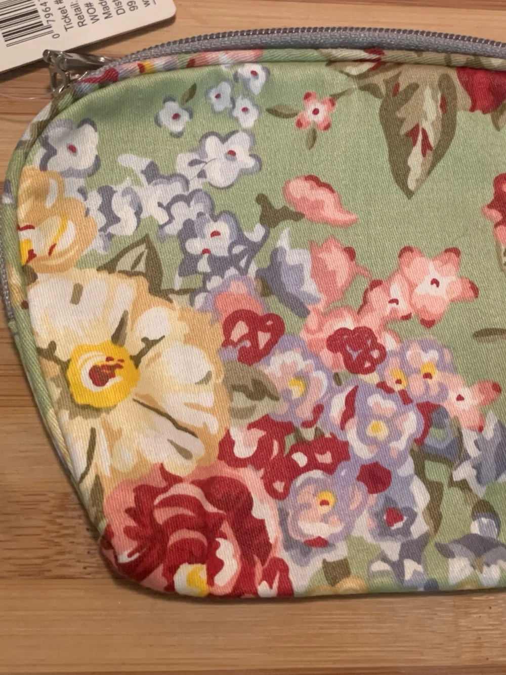 Floral Zipper Cosmetic Pouch in Mint Green Multi by Allegro Cosmetics
